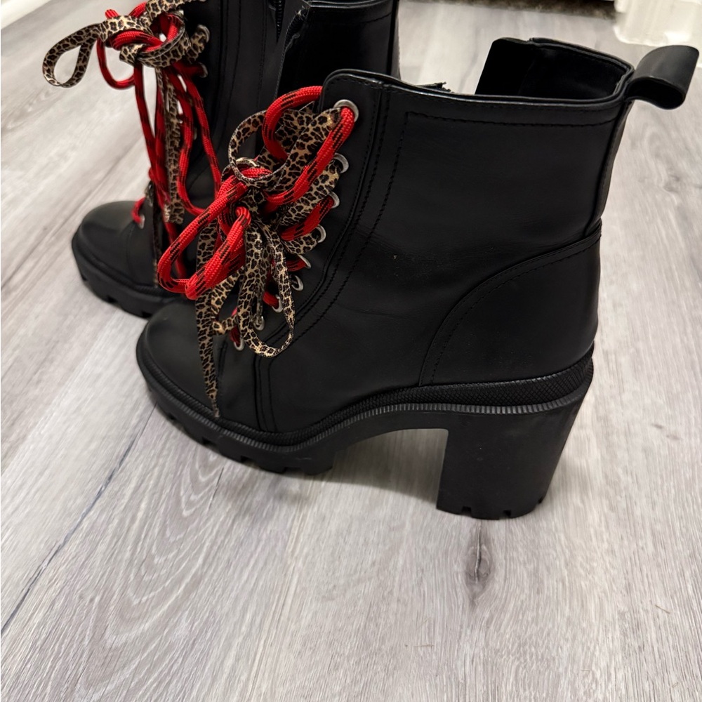 Gianni Bini Black and Red Combat Boots